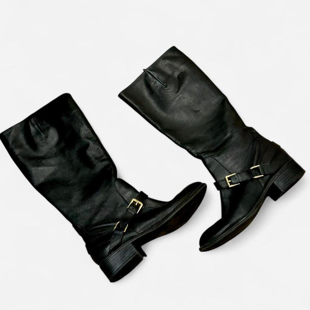 Vintage Ralph Lauren Chic Black Leather Buckled Equestrian Riding Boots Size 6B